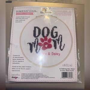 Dimensions Cross Stitch Kit Dog Mom Learn a Craft  #72-76289‎ New Pink Dog Paw